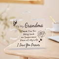 Acrylic puzzle block gift for grandma with floral illustration on wooden desk - E2 Grandma / 10.5*10.5*1cm