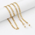Elegant golden Figaro chain strap for glasses and masks with lobster clasps and silicone loops - Triple Link Gold Chain