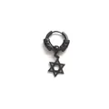 Black stainless steel star of david pendant hoop earring for men and women - Dragon Hexagram / Earring (Pierced) / Black