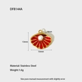Gold plated stainless steel red enamel shell pendant with a white pearl insert - Gold Red Shell With Pearl DFC144A