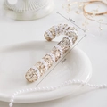 Glittering gold and white candy cane Christmas ornament, striped festive tree decoration, 17cm - Champagne Gold Candy Cane / 17cmx7.5cm