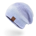 Bonnet en tricot d'hiver à dégradé bleu avec doublure en polaire chaude et logo - Dégradé Violet (XBG-9858)