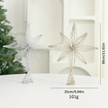 Champagne gold and silver glitter Christmas tree star toppers in hollow design with base - Five-Pointed Star Champagne Gold + Silver Set