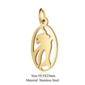 Gouden roestvrijstalen ovale dolfijn hanger met uitsparing, maat 10,5x23mm DIY - Holle Dolfijn-Goud (10.5x23mm) / 5 Stuks/Verpakking