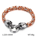 Retro roestvrijstalen schedelarmband voor heren met tweekleurige zilveren schakel - Oranje