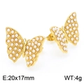 Orecchini a farfalla dorati con perle bianche da 20x17mm e un peso totale di 4g - Orecchini a Lobo Dorati (KE115952-KFC)