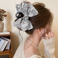 Grande molletta per capelli con fiocco paisley bianco e nero per acconciature eleganti - Molletta per Capelli - Bianco