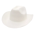 Chapeau de cowboy blanc tissé avec bord relevé et large calotte pour le soleil d'été - Taille unique / Blanc