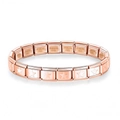 Rose gold stainless steel Italian charm bracelet with engraved star pattern links - Star / Rose Gold