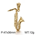 Colgante de saxofón dorado en acero inoxidable para hombre, medida 47x36mm y 12g - Dorado (Solo Colgante)