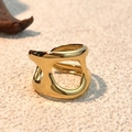 Irregular geometric hollow open ring for women in polished golden stainless steel - Gold