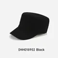 Classic black cotton flat top cadet cap with structured shape and durable twill fabric - Black