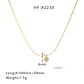 Collier minimaliste en titane doré avec perle blanche 6mm et breloque en zircon - Style Minimaliste Perle Zircon (HF-X2230)