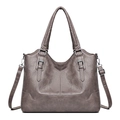 Deep taupe faux leather tote bag with pebble texture and adjustable shoulder strap - 9001 Lotus Pink