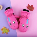Pink cartoon dinosaur padded mittens for kids with waterproof fabric and windproof cuffs - One Size / Rose Red Goldfish / 5-8 Years