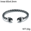 Retro roestvrijstalen gedraaide kabelarmband met schedelkoppen, binnendiameter van 65 mm - Schedelkop Stijl (KB96853-BD)