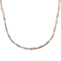 Dual-tone flat snake chain necklace in silver and rose gold twist design - Rose Gold/Silver Two-Tone Necklace