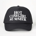Zwarte Hot Cowgirl Summer trucker pet met borduursel en achterkant van mesh - Zwart