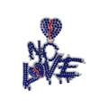 Pendentif cubain NO LOVE argenté avec pierres bleues et détails en émail rouge - Pendentif argenté uniquement