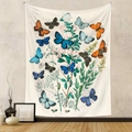 Bohemian tapestry with vintage butterfly and floral botanical scientific illustration - Vintage Butterfly Chart ZJ616-5 / 73X95CM Brushed Fabric
