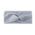 Grey stretchy sports headband detail view, soft knit fabric for yoga and running fitness. - Light Heather Grey