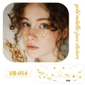 Metallic gold face stickers featuring heart and paper plane patterns, style VB-054 - VB-054 (Gold Metallic) / Gold