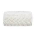 Detail of pure white cable knit texture on a thick warm winter headband accessory - White