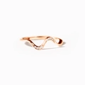 Macro detail of rose gold wave ring featuring minimalist curves and sparkling zircon stones - US Size 5 / Rose Gold