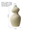 Jarrón moderno de cerámica caqui en forma de calabaza con rayas verticales en relieve - Grande / Caqui