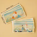 Traditional Chinese style birthday cake toppers with koi and deer design, 6 piece set - 1st Birthday Party Push Pop Cards 6pcs / Approx. 15cm x 7cm