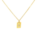 18k gold plated titanium steel necklace with square M letter pendant and zircon stones - Letter M(S-N150-M)