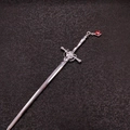 Detail of silver sword hair pin with red teardrop gem in ancient Chinese style - Sword Teardrop-Silver