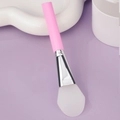 Pink handle silicone face mask brush with white flexible applicator head and silver ferrule - Slanted Tail Style F / Pink