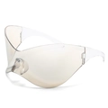 Y2K rimless wrap around sunglasses with transparent light brown lenses for men and women - Regular / Gradient Mirror