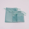Three sizes of mint green velvet drawstring bags for jewelry packaging and storage - 7x9cm / Aqua