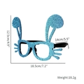 Blue sequin Easter bunny glasses frame for kids party with detailed size measurements - Glitter Blue Bunny Ear Style