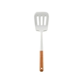 Gray silicone slotted turner with wooden handle for non-stick cookware kitchen tool - Slotted Spatula