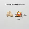 Dettaglio del ciondolo camion in smalto arancione con dimensioni e retro placcato oro - Veicolo da Posto di Blocco Arancione