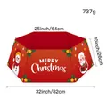 Red 32-inch hexagonal Christmas tree collar with snowman and Santa festive patterns - Style D (Snowman Santa Combo)