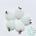 Light green natural stone heart pendants with metal clasp for DIY jewelry making - Luminous Stone (Blue Glow)