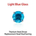Light blue zircon replacement head for titanium steel lip and cartilage piercings - M0.9*3mm (Head Only) / Light Blue Glass