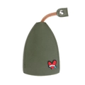 Army green PU leather key case cover with red heart LOVE charm and metal button strap - Heart-LOVE Green