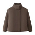 Women's casual stand collar padded jacket in brown featuring a stylish cropped design - S / Camel