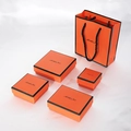 Orange jewelry gift boxes with matching shopping bag set for rings and necklaces - Orange
