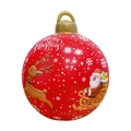 Large red inflatable PVC Christmas ball featuring Santa Claus and Reindeer design - Christmas Decoration Ball (Inflatable Handle) / Christmas Sleigh (Red)