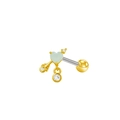 Elegant gold heart stud earring with light green stone and zircon arrow pendant - Light Green Heart Cupid Arrow (24080703-2)