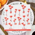Close-up of Valentine's Day napkins with red heart patterns and teddy bear on a dinner plate - Teddy Bear and Red Hearts Style (QRJ01-8)
