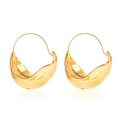 Modern abstract irregular gold fold earrings with high-polished metallic mirror finish - Irregular Folded Curved Style (7272) / Gold