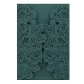 Deep green laser-cut floral wedding invitation card with intricate hollowed patterns - Ink Green