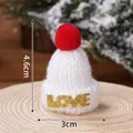 Pack of 5 mini knitted Christmas hats in red and white with gold LOVE text - Mini Letter Knitted Hat White 5Pcs